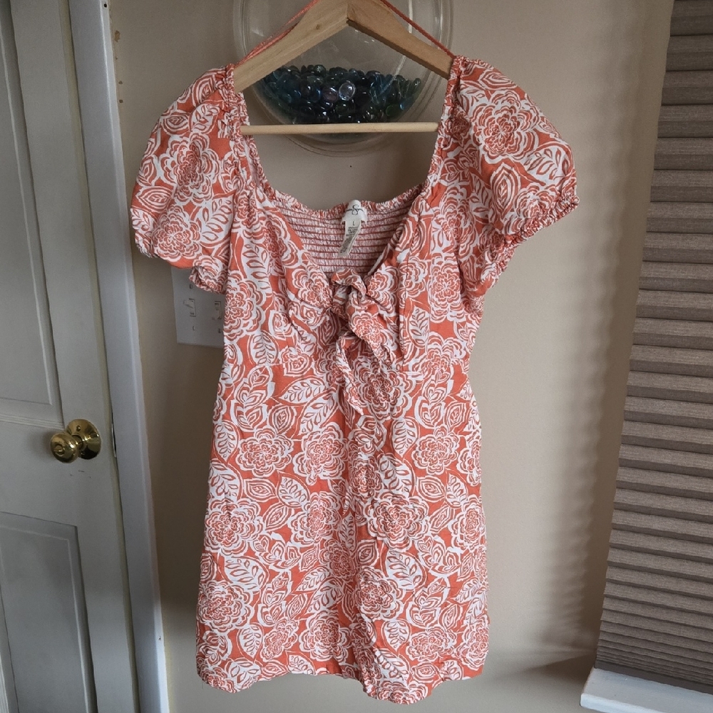 Jessica Simpson Orange and White Floral Mini Dress